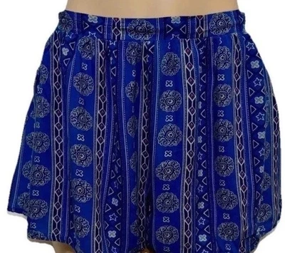 Pantalones cortos vintage para mujer talla L boho cintura elástica coloridos culottes Hollister lindo Foto 1 de 4