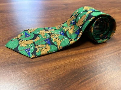 Scooby-Doo Vintage 90s Men's Novelty Golf Theme Neck Tie Green Brown Blue - Image 1 of 4