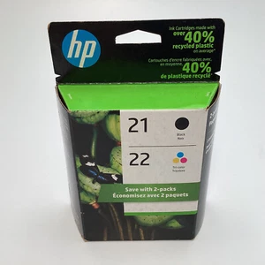 Genuine HP 21 Black & 22 Tri-Color Ink Cartridges Combo Pack - Exp SEP 2022 NEW - Picture 1 of 6