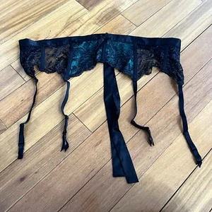 Neu ohne Etikett Victoria's Secret Taillen-Strumpfgürtel Waldgrün & schwarz Spitze Größe M/L - Bild 1 von 6