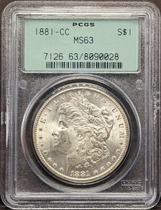 1881 CC $1 Morgan Silver Dollar PCGS MS63 (Old Green Holder) - Picture 1 of 6