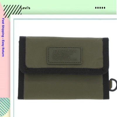 Levi's Mens Fallon Green RFID Card Case Slim Bifold Fabric Wallet - Image 1 of 3