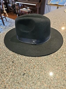 LAUREN Ralph Lauren Wool Fedora Black Strap Black Hat EUC one size (57 cm) RLL - Picture 1 of 9