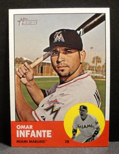2012 Topps Heritage Baseball #464 Omar Infante Miami Marlins Short Print NM - Bild 1 von 2
