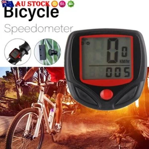 LCD Digital Bike Computer Bicycle Odometer Cycling Stopwatch Speedometer - Picture 1 of 10