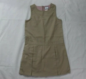 Size 12 Age 9 - 10 GYMBOREE Girls School Uniform Dress Jumper Sale Khaki Beige  - Picture 1 of 5