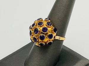 Anillo de oro amarillo de 18 quilates y amatista para dama pieza Sputnik años 70 talla 6 - Imagen 1 de 9