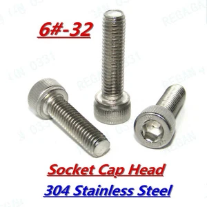 Bulloni testa tappo a brugola esadecimale pollice #6-32UNC 304 acciaio inox A2/70 - Foto 1 di 4