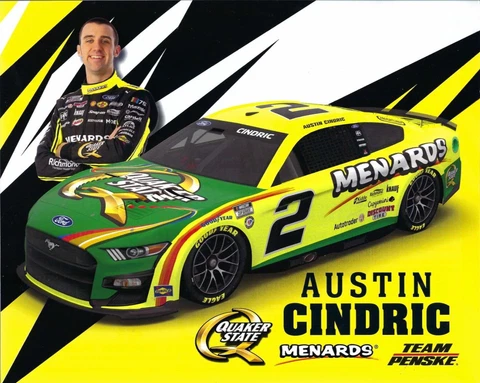 2023 AUSTIN CINDRIC “QUAKER STATE / MENARDS” #2 NASCAR CUP POSTCARD Cover