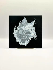 Katzenposter - Selbstgemachte strukturierte Katze Wandkunst - Abstrakte Katze Wohndeko - - Bild 1 von 5