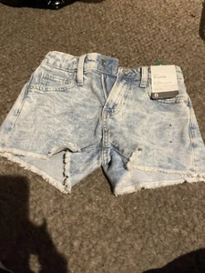 GAP GIRLS DENIM SHORTS SIZE 8 Reg Stretch Shortie Short With Adjustable Waist - Picture 1 of 3