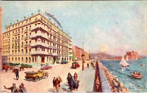 NAPLES NAPOLI ITALY GRAND HOTEL ROYAL GORGEOUS OLD ARTISTIC POSTCARD - Picture 1 of 2