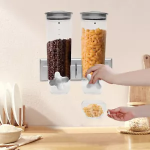 2 Pack 3L Wall Mounted Cereal Dispenser Dry Food Candy Storage Container Silver - Picture 1 of 14