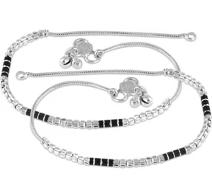 Afagni Estilo Plata Tobillera Joyería Pie Plata Par Tobillera Mujeres Fiesta Payal - Imagen 1 de 3