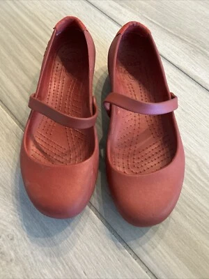 Crocs Alice Mary Jane Ballet Flats Womens 6 Red Comfort Slip On Beach Vacation - Image 1 of 4
