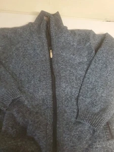 Yeokou Sweater XL Cashmere Blend Blue Zipper Pockets Free Shipping ! - Picture 1 of 5