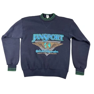 Vtg Jansport Unisex Medium Navy Blue Pullover Long Sleeve Graphic Sweatshirt USA - Picture 1 of 7