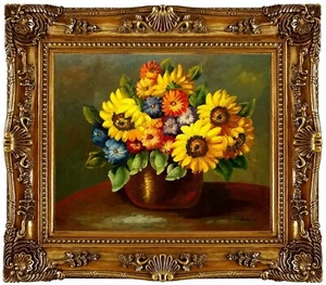 Ölbild Blumenstrauß Blumen ÖLGEMÄLDE HANDGEMALT Gemälde, Ölgemälde F50x60 cm - Bild 1 von 4