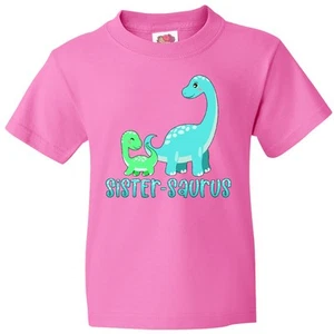Inktastic Sister-saurus Cute Brontosaurus Family Youth T-Shirt Siblings Kids Kid - Picture 1 of 9
