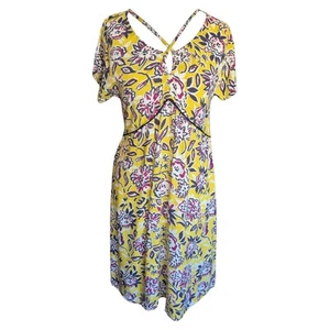 Little Miss By Captain Tortue Yellow Pink Floral Print Midi Dress Size UK S - Picture 1 of 7