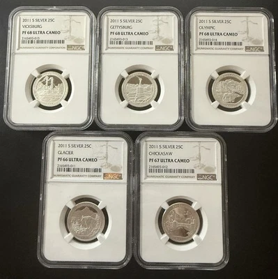 2011-S Silver 5 coin America The Beautiful Quarter set - Image 1 of 2