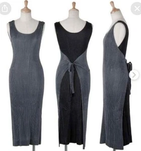 im product ISSEY MIYAKE Pleated Sleeveless Dress Apron Dress 2way Gray Black JP! - Picture 1 of 4