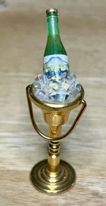 Vintage 1:12 Scale Champagne Ice Bucket With Ice And Bottle - Picture 1 of 3