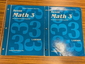 SAXON MATH 3 STUDENT WORKBOOK (PART ONE & TWO) (SAXON MATH, By Larson Nancy - Picture 1 of 16