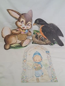 Vintage 3 Stück Ostern Stanzpapier Ausschnitt Frühling Fenster Deko Punze - Bild 1 von 14