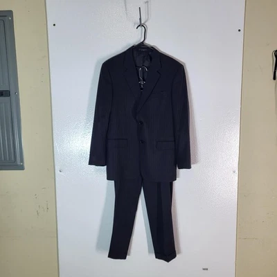 JNY Jones New York Esmoquin Traje Chaqueta Para Hombres 44L Negro Sólido 100% Lana Dos Botones Foto 1 de 4