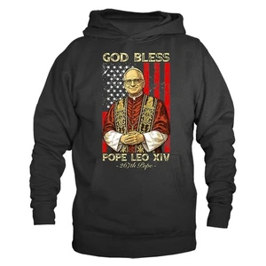 Felpa con cappuccio maglione God Bless America Blessings from Pope Leone XIV - Foto 1 di 14