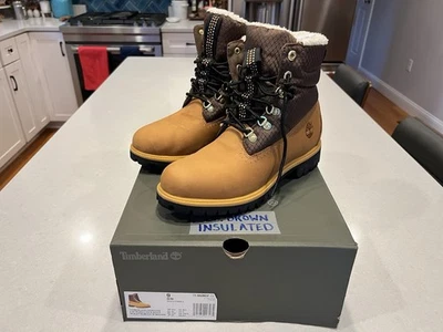 Botas Timberland 6 polegadas premium trigo/marrom tamanho 9 com forro de pele e parte superior de lona - Imagem 1 de 4