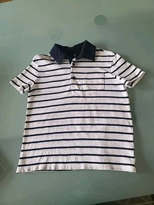 GAP KIDS  Boy's White w/ Navy Stripes POLO  SS Pocket  Sz S  POE - Picture 1 of 4
