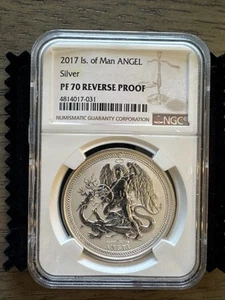 2017 Isle Of Man 1 oz. Reverse Proof Angel - Perfect PF70- Limited Mint 5000 🚀✨ - Picture 1 of 2