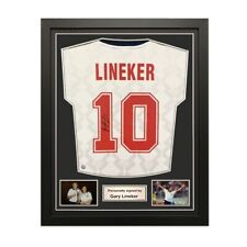 Gary Lineker Signed England 1990 Football Jersey. Standard Frame