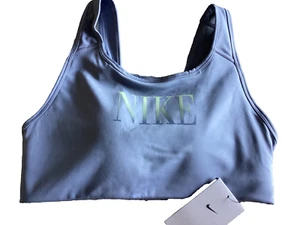 Nike Bra Swoosh Women’s Medium Support Training Bra Grey Blue Large DR5699-493 - Picture 1 of 6