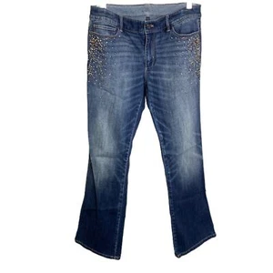 The Boot Damenjeans blau Hi-Rise Denim leicht gewaschen mit Edelstein verziert Größe 8 - Bild 1 von 6