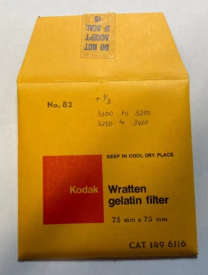 KODAK WRATTEN GELATIN FILTER NO. 82 3" /7.6cm Square opened w/ filter frame - Image 1 of 2