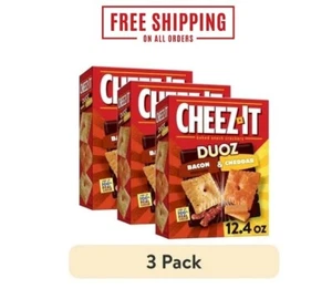 3 pack Cheez-It DUOZ Bacon and Cheddar Baked Snack Crackers Lunch Snacks 12 New - Picture 1 of 19