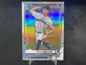 BRYCE MILLER 2021 BOWMAN DRAFT #BDC-64 CHROME 1ST REFRACTOR / SEATTLE MARINERS - Picture 1 of 2