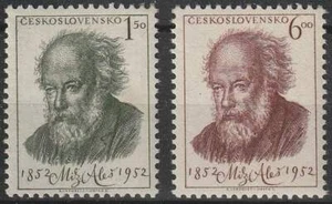 Tjechoslowakije postfris 1952 MNH 755-756 - Mikulas Ales - Picture 1 of 1