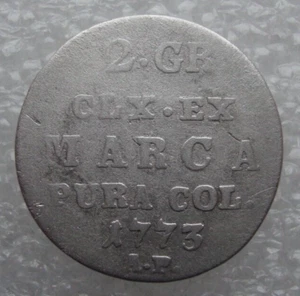 Polonia 2 Groschen 2 Grossus 1773 AP Rara Moneda de Plata Estanislao Augusto Vk - Imagen 1 de 7