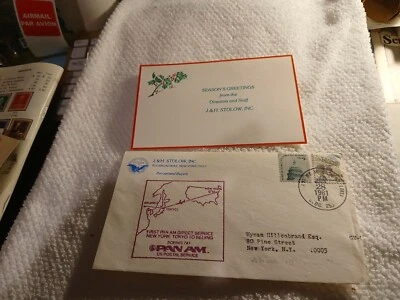 U.S-(-1981-)-FIRST PAN AM DIRECT SERV.- N.YORK,TOKYO TO BEIJING-W/CHRISTMAS CARD - Image 1 of 4