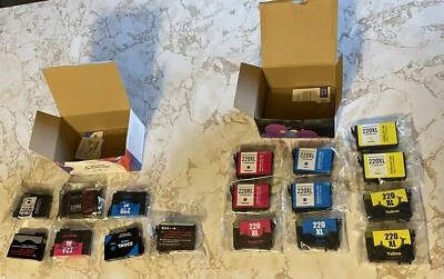 HUGE EPSON 220XL PRINTER INK LOT OF 17! (10 unopened / 7 opened cartridges) - Image 1 of 4
