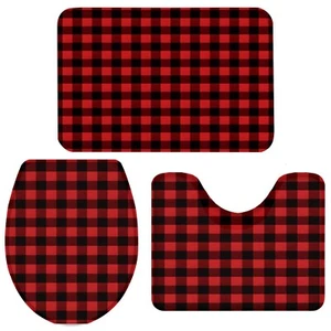 3 Pieces Christmas Bathroom Rugs and Mats Sets, Non Slip Water Absorbent Bath... - Picture 1 of 9