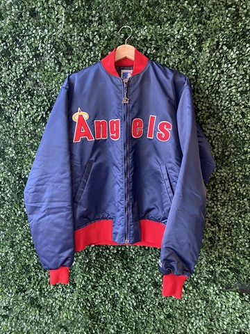 Vintage 80's Starter California Angels MLB Satin Full Zip Jacket Men’s L USA Cover