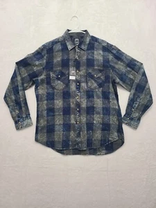 Camisa Denim Riley Jax RJ-453 Para Hombre Botón Perla A Presión Azul Gris A Cuadros Talla L - Imagen 1 de 10