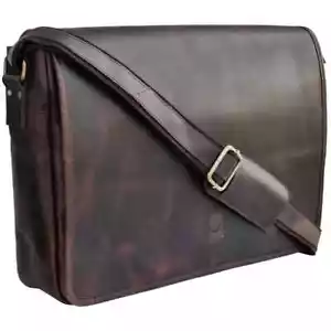 Laptop Kuriertasche. Vollnarbenbüffelleder. Umhängetasche. Maulbeere. - Bild 1 von 7