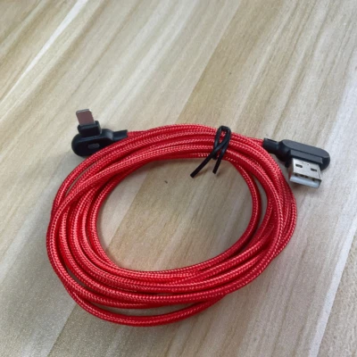 2PACK 6Ft 90 Degree Braided USB Charger Cable For iPhone 11 X 8 7 iPad Data Cord - Image 1 of 4