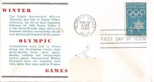 FDC 1146 WINTER OLYMPICS SCARCE VON OHLEN CACHET VF - Picture 1 of 1